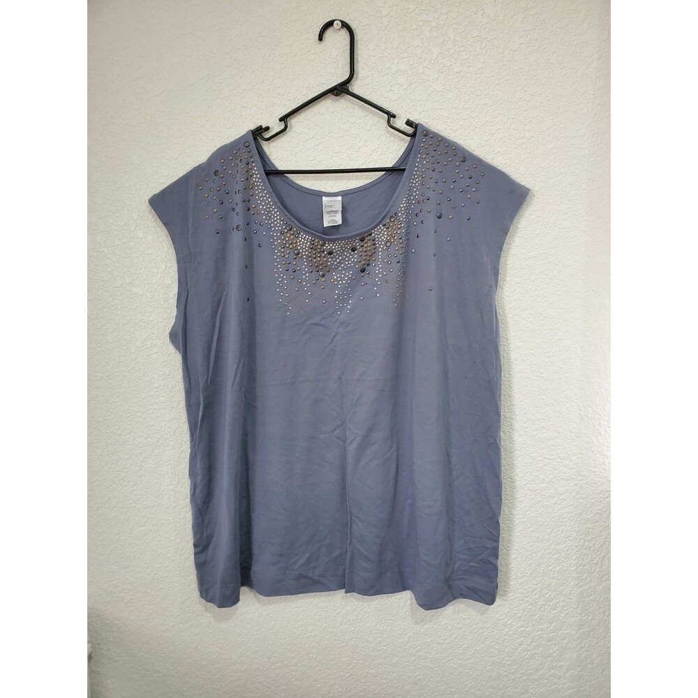 Just My Size 4X Gray Embellished Tee Plus Size Top 26W/28W New without tags